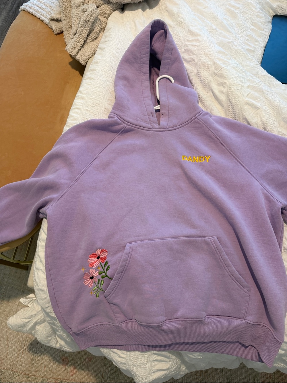 Lavender Floral Embroidered Crewneck Hoodie